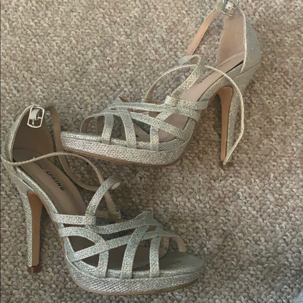 Call It Spring Silver Sparkly Prom Heels